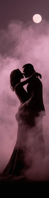 Free dark romance bookmark featuring a shadowy hug and kiss with smoke